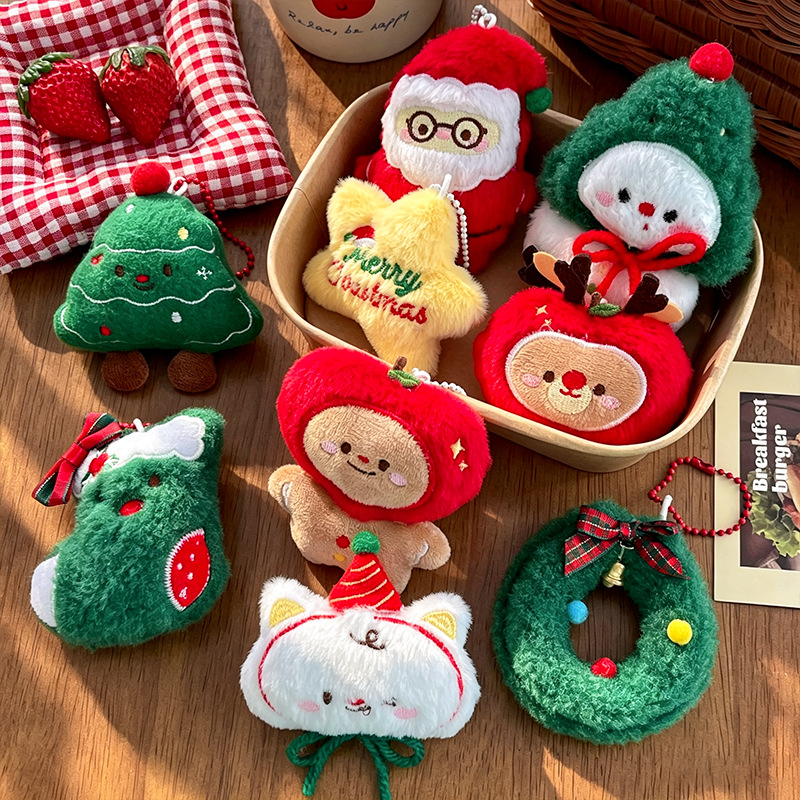 Backpacks - 9 buah/set Gantungan Kunci Plush Natal,
