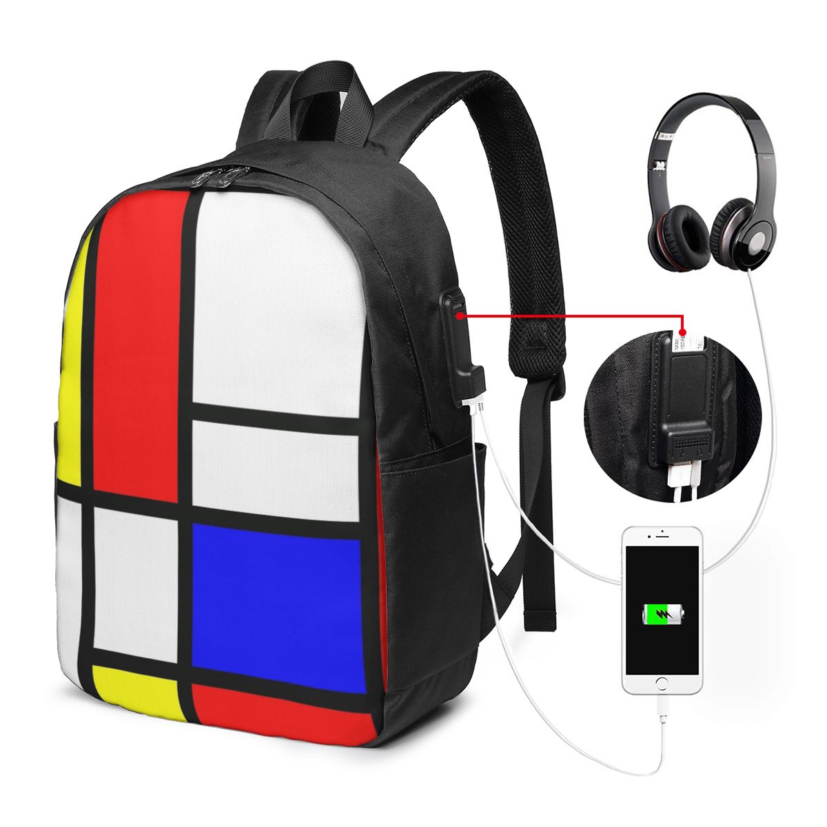 Backpacks - Piet Mondrian Composition Backpack Tas Notebook