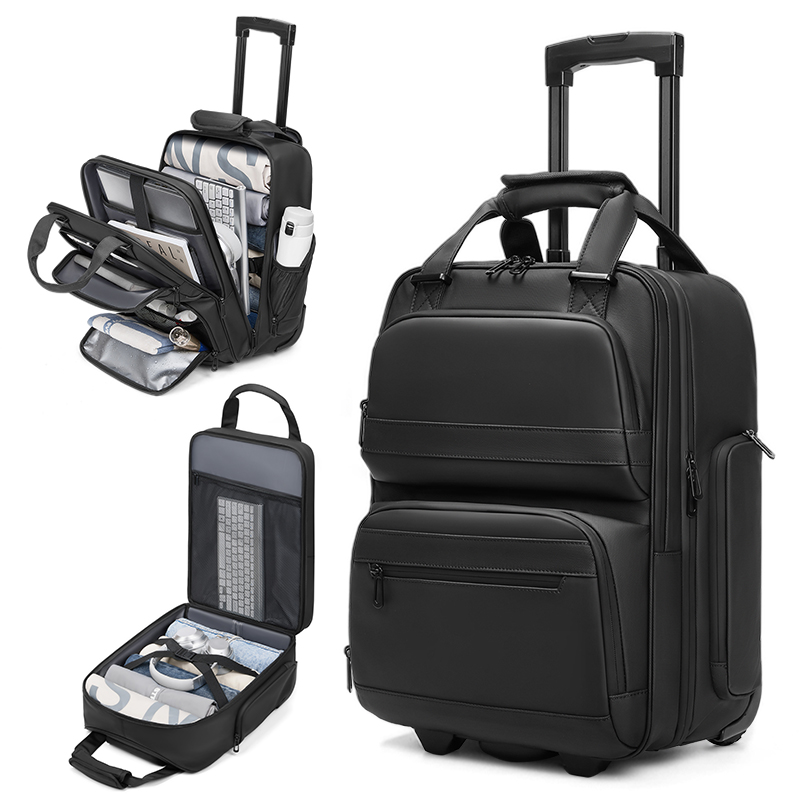 Foldable Rolling Luggage Bag - Tas Ransel Bisnis Beroda untuk Pria,