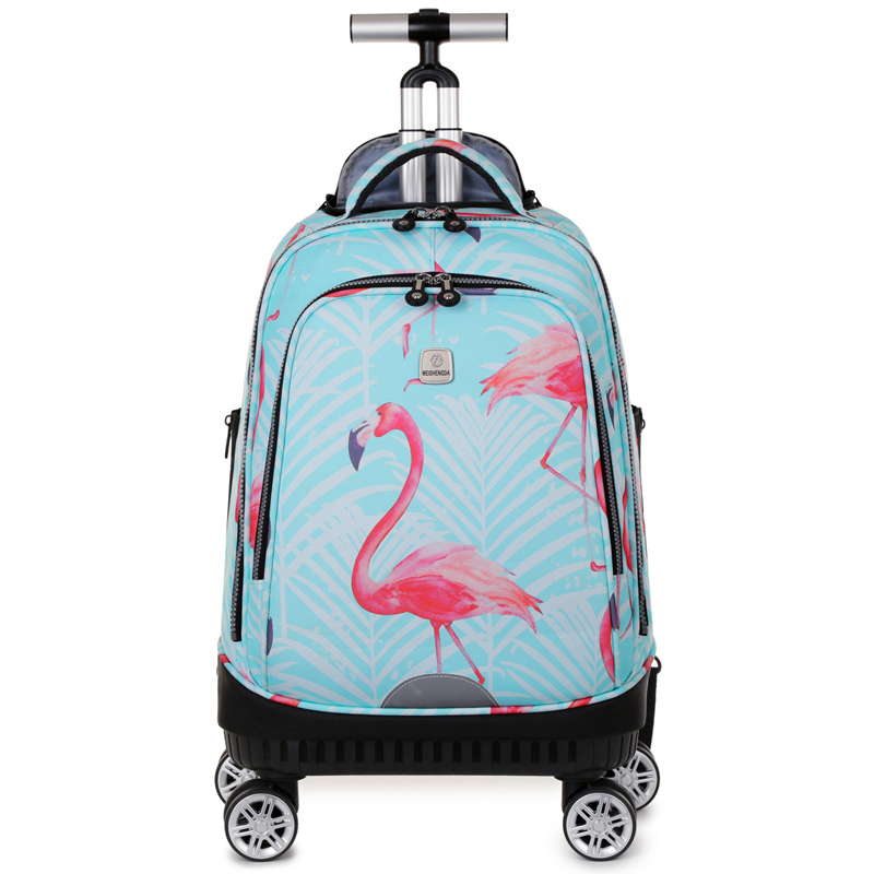 Foldable Rolling Luggage Bag - Ransel Bergulir dengan Roda Pemintal, Ransel