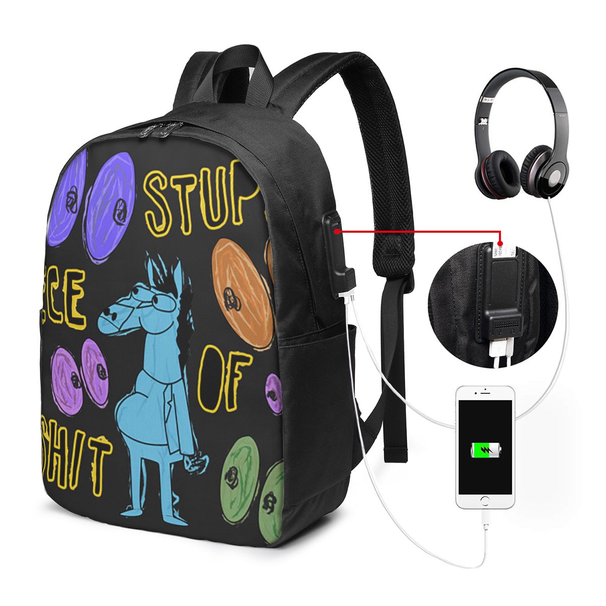 Backpacks - Kartun Bojack Horseman Stupid Piece Of