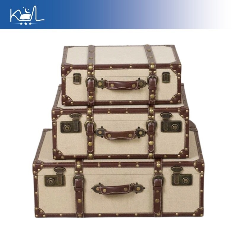 Kotak Penyimpanan Kain Linen V - Retro Vintage Trunk Suitcase ulasan dan harga