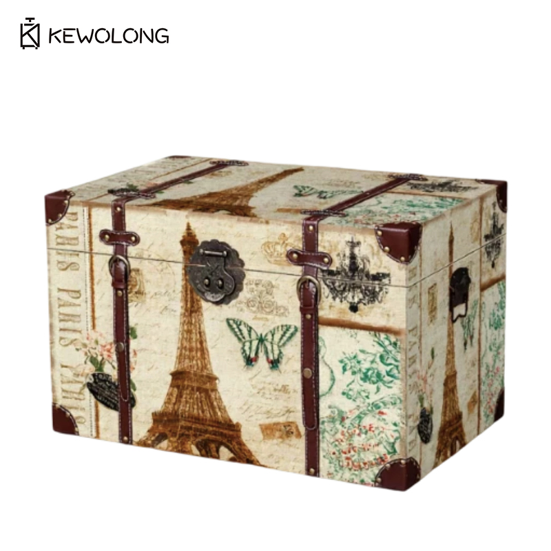 Kotak Penyimpanan Kayu Motif K - Retro Vintage Trunk Suitcase ulasan dan harga