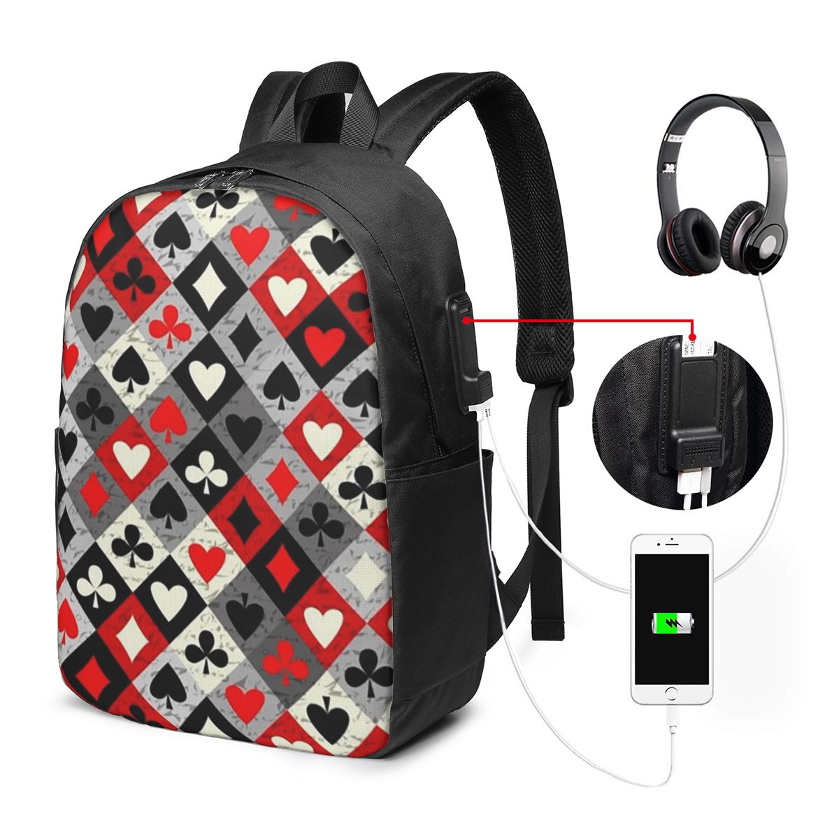 Tas Ransel Motif Kartu Poker,  - Backpacks ulasan dan harga