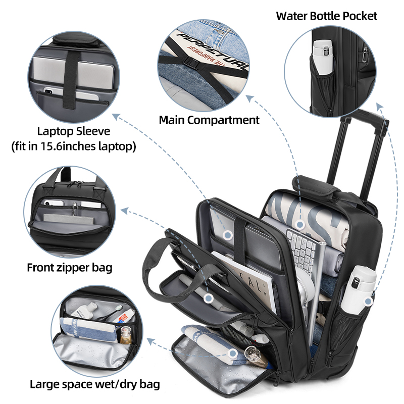 Tas Ransel Bisnis Beroda untuk - Foldable Rolling Luggage Bag ulasan dan harga